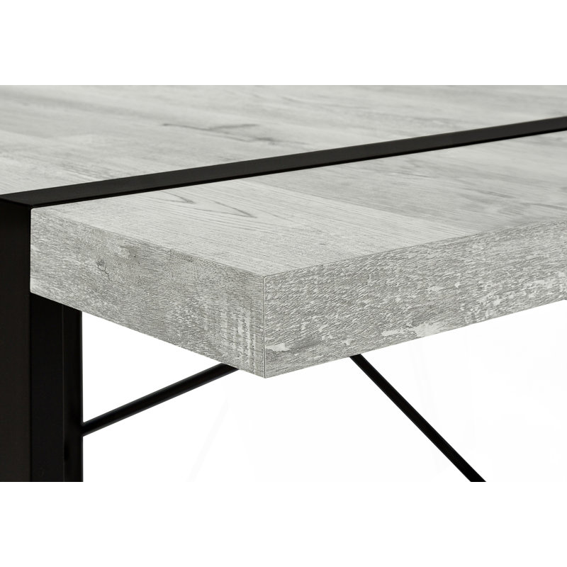 Bureau d'ordinateur à domicile avec base en métal, Light Gray/Black
