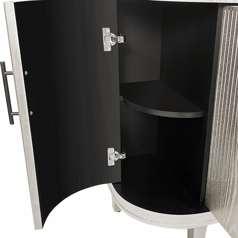 Buffet courbé élégant avec 4 portes et tablettes réglables pour un rangement polyvalent, Champagne