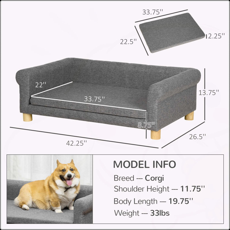 Canapé-lit pour chien moderne et confortable PawHut