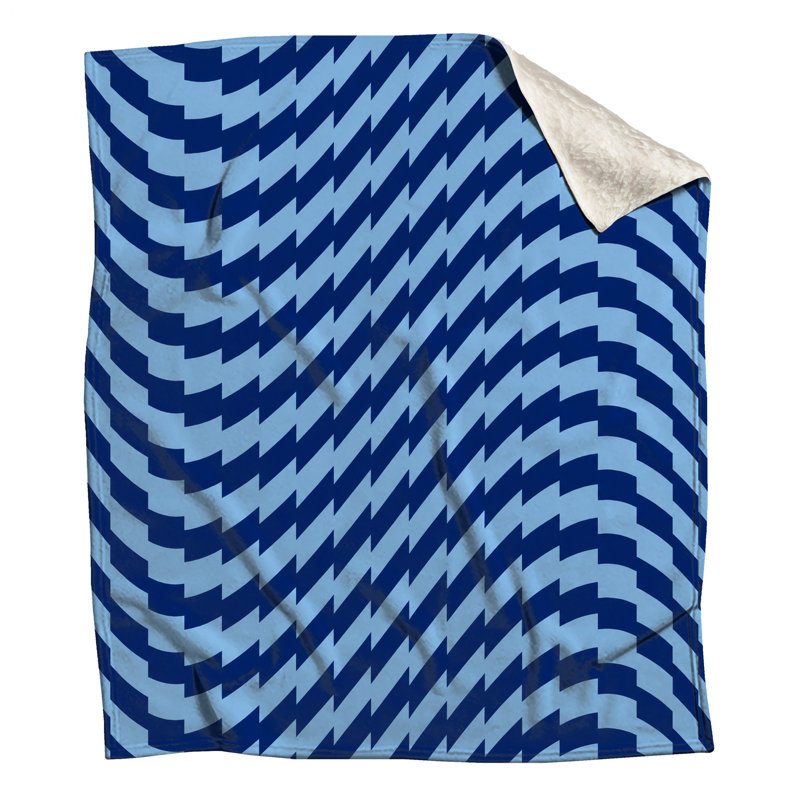 Couvertures bleues à motif géométrique ondulé, 60in W x 80in H