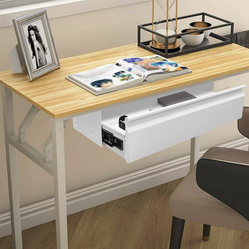 22 Inch White Under Desk Mounted Sliding Pull-Out Drawer Storage Organizer For Sit Stand Workstation Pull-Out Drawer