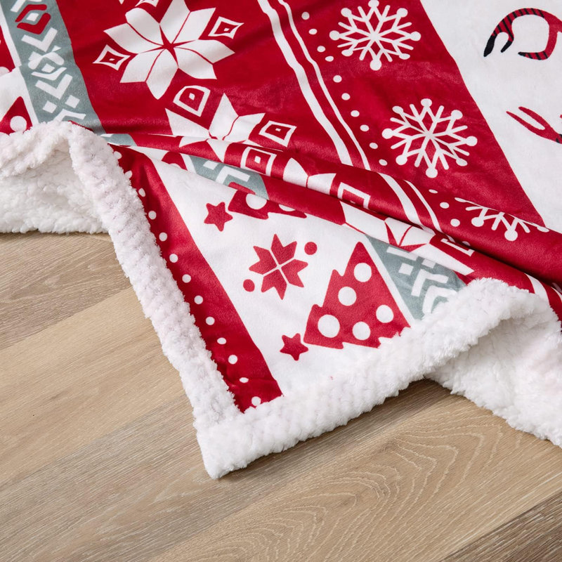 Jeté de Noël douillet en polaire Sherpa, L 60 po x L 80 po