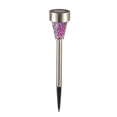 Éclairage de sentier intégré en verre à énergie solaire argent / mauve intégré
