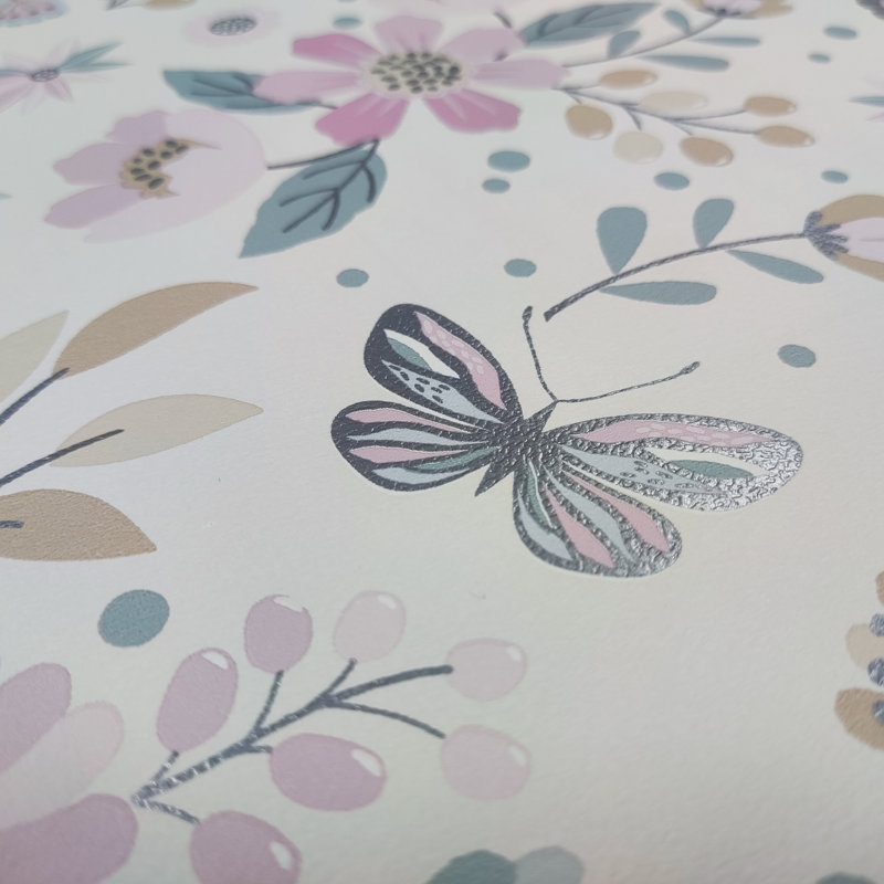 Whimsical Meadow Wallpaper, Pink
