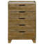 Commode haute Nolan avec plateau en faux marbre, 5 tiroirs, bois brun