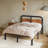 Amylia Black Metal Platform Bed with 40-Inch Solid Wood Headboard, Underbed Storage, Noise-Free Support, No Box Spring Needed-2025536610-2015625704