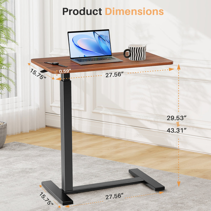 Table portative mobile de PC de bureau de bureau debout, poste de travail d'ordinateur de taille réglable de roulement pour la maison