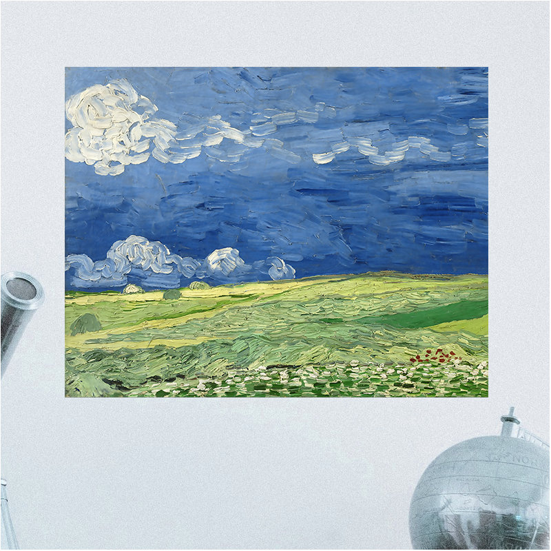 Décalcomanie murale amovible sous thunderclouds wheatfield de van gogh, H 22 po x l 28 po