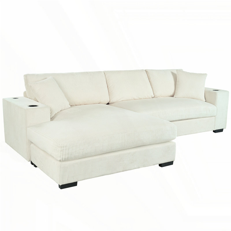 Grand canapé modulaire avec coussins épais Mirod, Beige