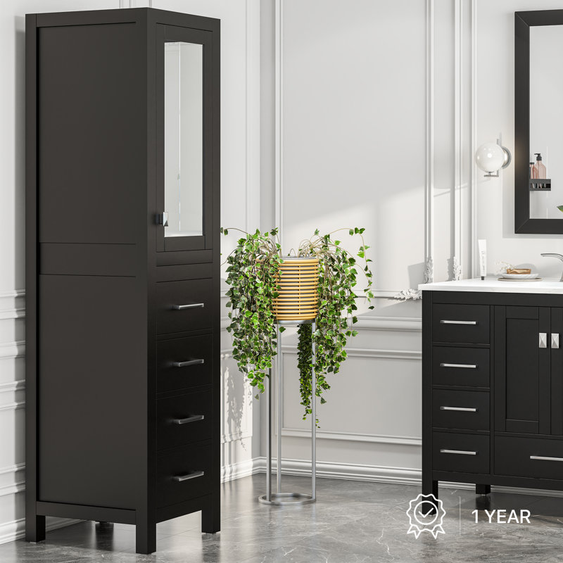 Minnich Solid Wood Bathroom Cabinet, Espresso