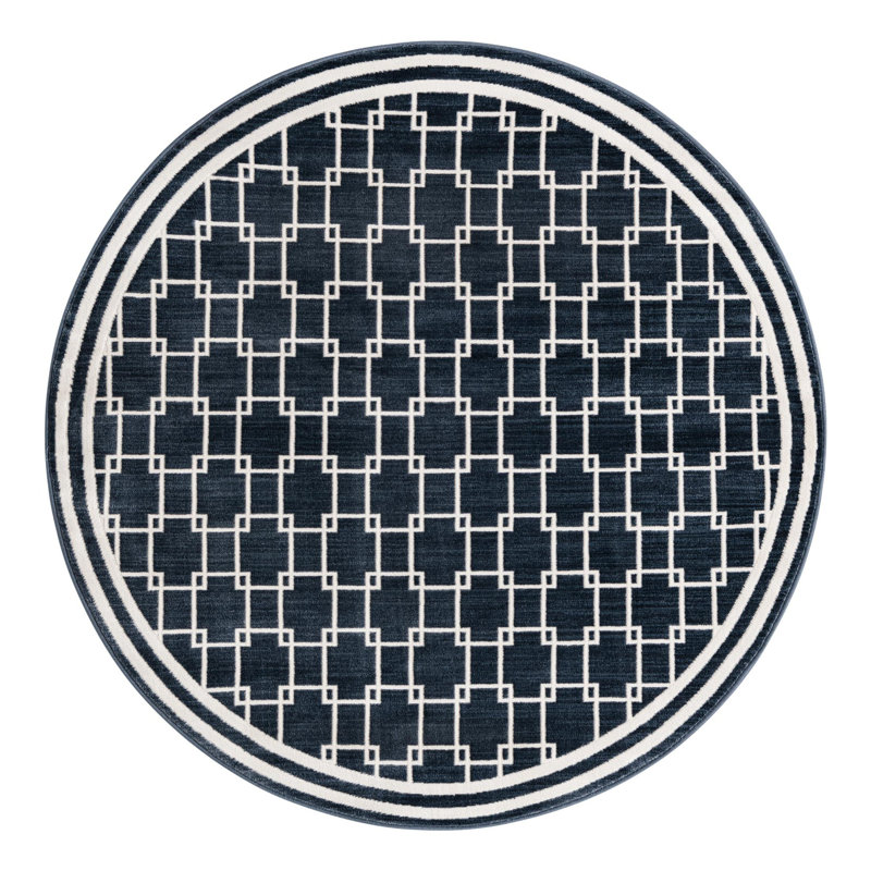Jill Zarin Metropolitan Uptown Rug Navy Blue, Round 5'1"