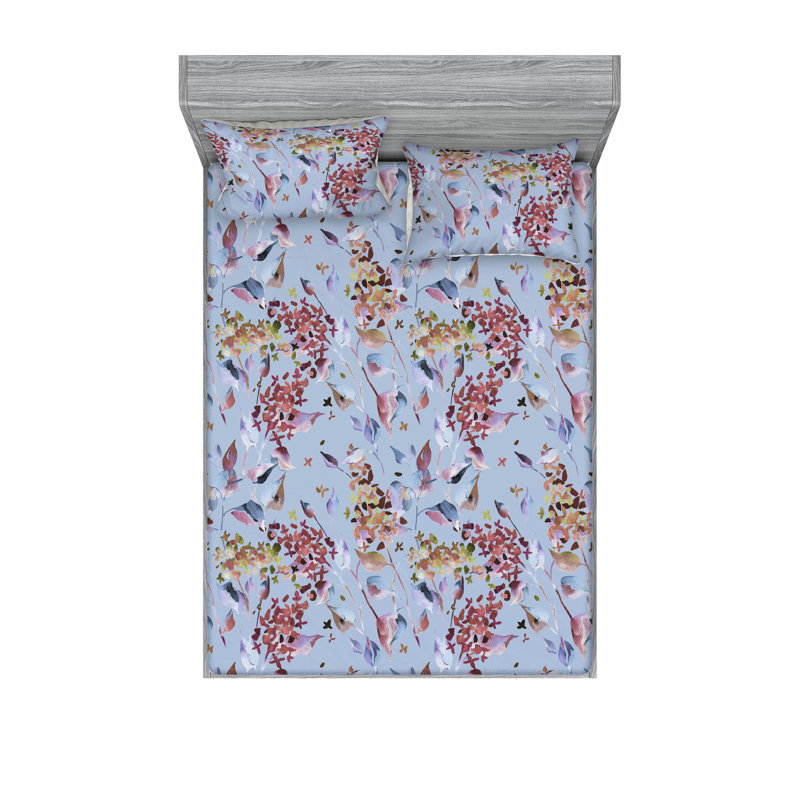 Ensemble de draps et taies décoratives Ambesonne, Lavande, blue, marron pâle / floral