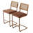 Set of 2, 26.2" Height Counter Stool, Natural Rattan Back with Thick Padded Seat & Metal Legs – Mid-Century Modern,Brown-376877071