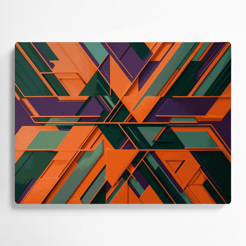 Geometric Abstraction 52 Purple Metal Wall Art, 12" H x 18" W