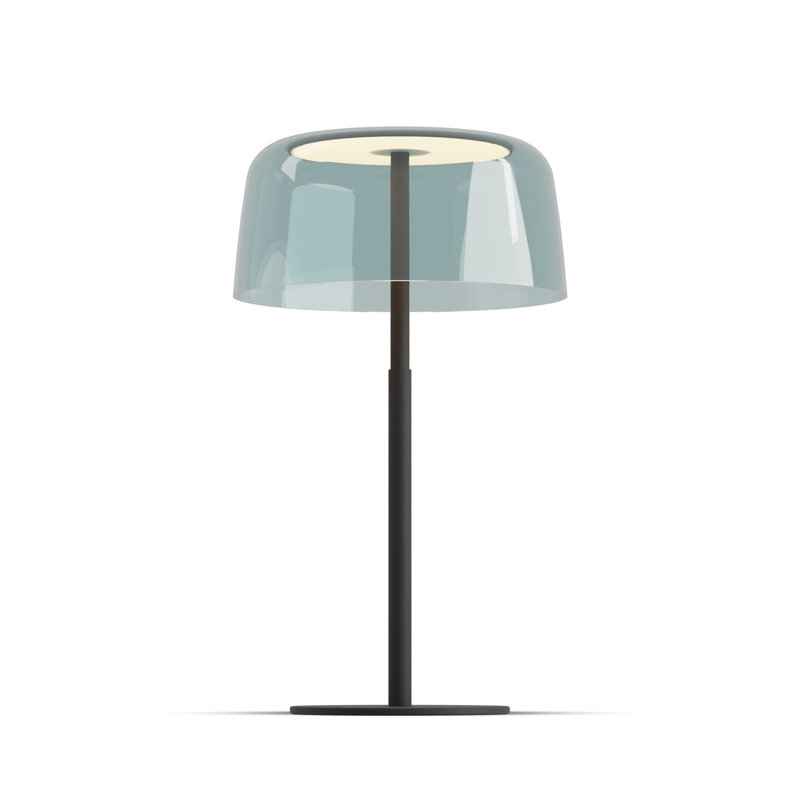 Lampe de table avec abat-jour en acrylique 14 po Yurei, Noir mat, Bleu