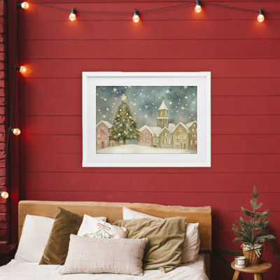 «Christmas Village Snowfall», reproduction encadrée sous verre, design par LSR Design Studio