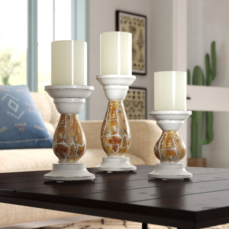 Ensemble de chandeliers de table en bois 3 pièces