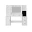 Vanity Desk with Mirror and Lights, Makeup Desk with Jewelry Organizer, Makeup Vanity with Glass Top, Dressing Table with Drawers and Shelves for Bedroom, White, 140 cm(W)× 137.9 cm(H)