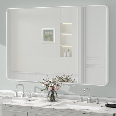 Miroir de salle de bain mural en verre trempé et métal Molly