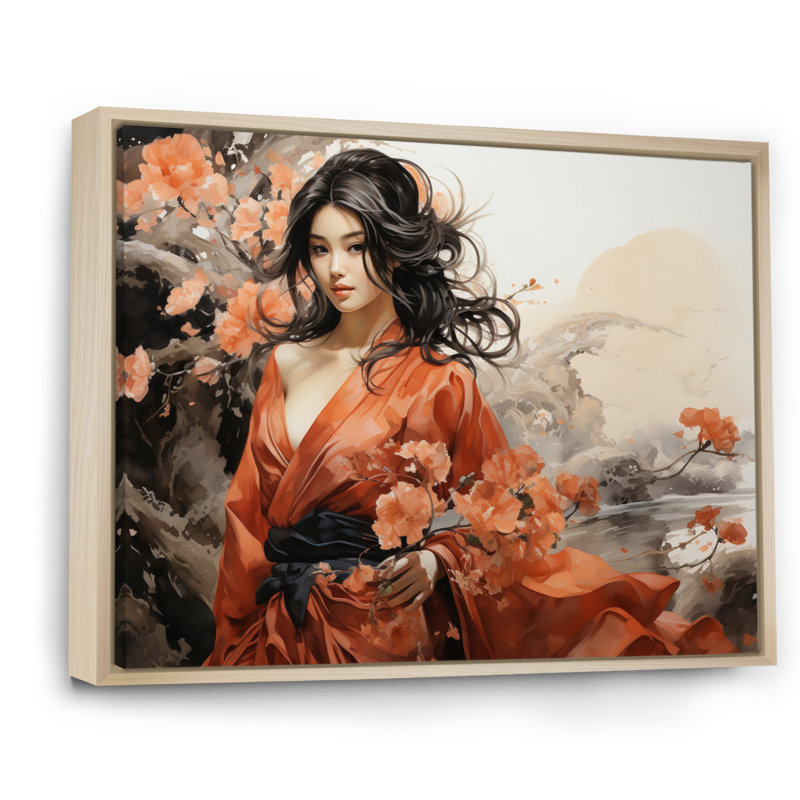 Asian Asian Beauty II - imprimé, H 24 po x l 32 po x P 1 po, Cadre naturel flottant