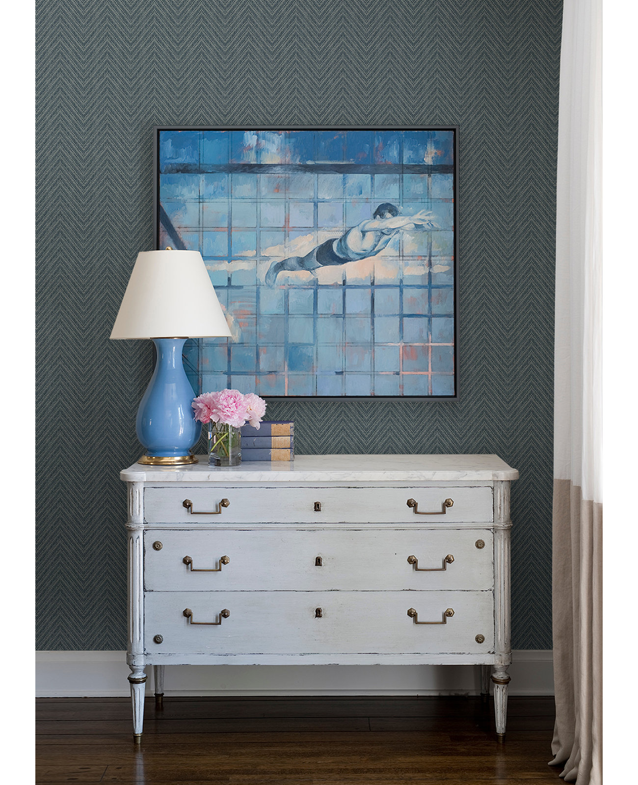 Eris Chevron Wallpaper, Teal