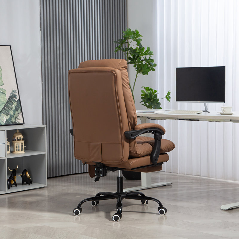 Chaise de bureau à domicile inclinable à 155 ° avec soutien lombaire réglable pour soulager les maux de dos, Brun