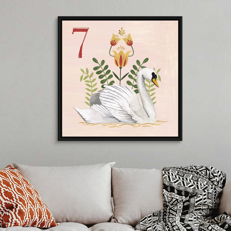 "Les douze jours par Grace Popp", reproduction d'art sur toile, H 26 po x l 26 po x P 1,75 po, Cadre noir