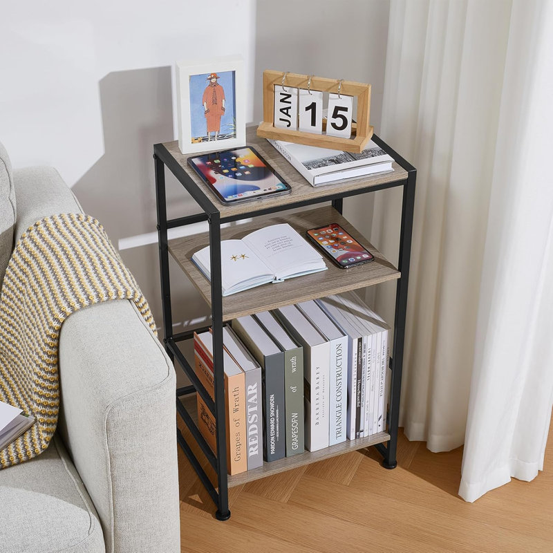 3-Tier Vinyl Record Player Stand With Album Storage, Sturdy End Table For Living Room Or Bedroom, Holds Up To 120 Records, Durable Steel Frame