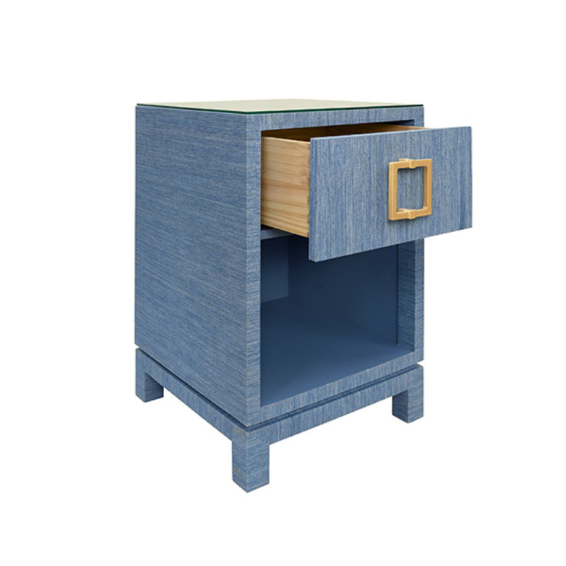 Blair Glass End Table, Blue