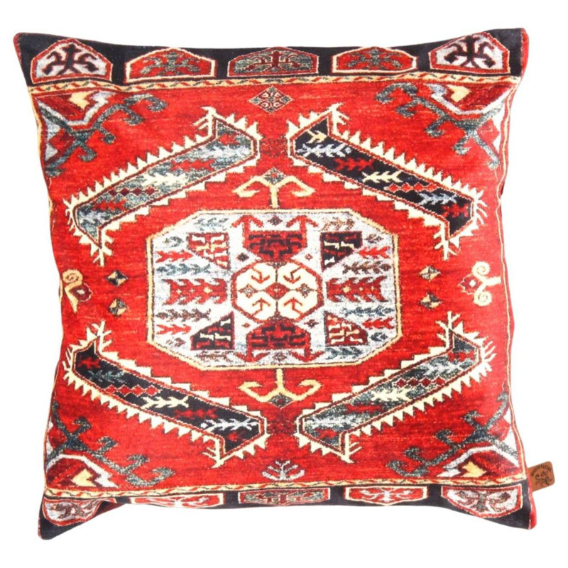 Coussin en velours à motif traditionnel kazakh 40 x 40 cm