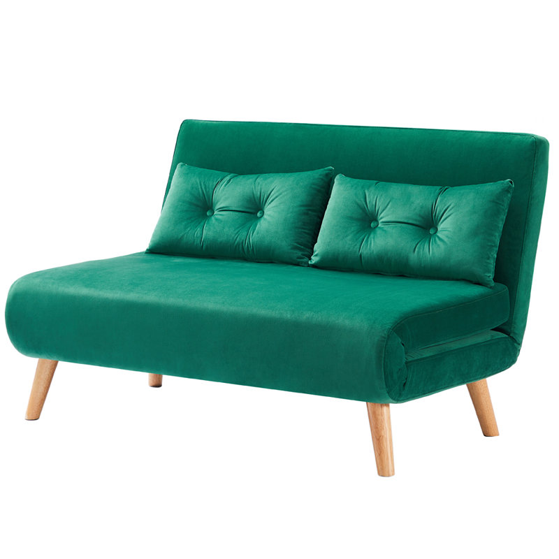 Donlon 2 Seater Velvet Sofa Bed, Green Velvet