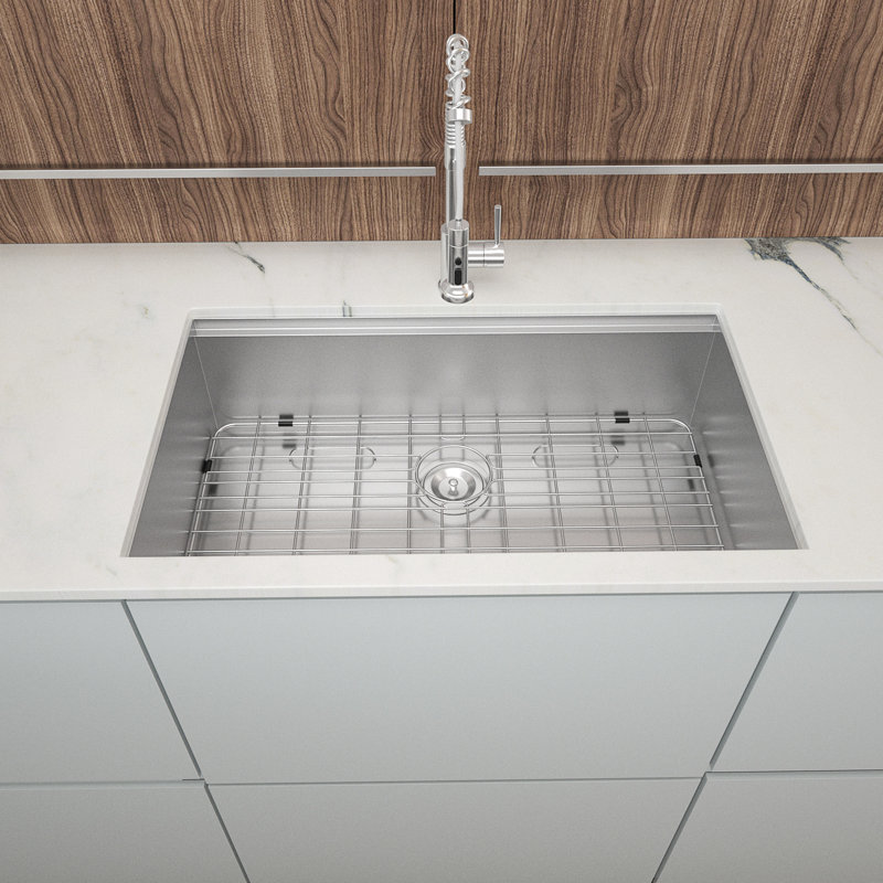 30 - Inch Undermount Kitchen Sink 16 Gauge Stainless Steel, Workstation With Switchable Modes, Condensation Coating, And Drain Assembly 30" Single Bowl Made Of 304 With X Shaped Water Flow,