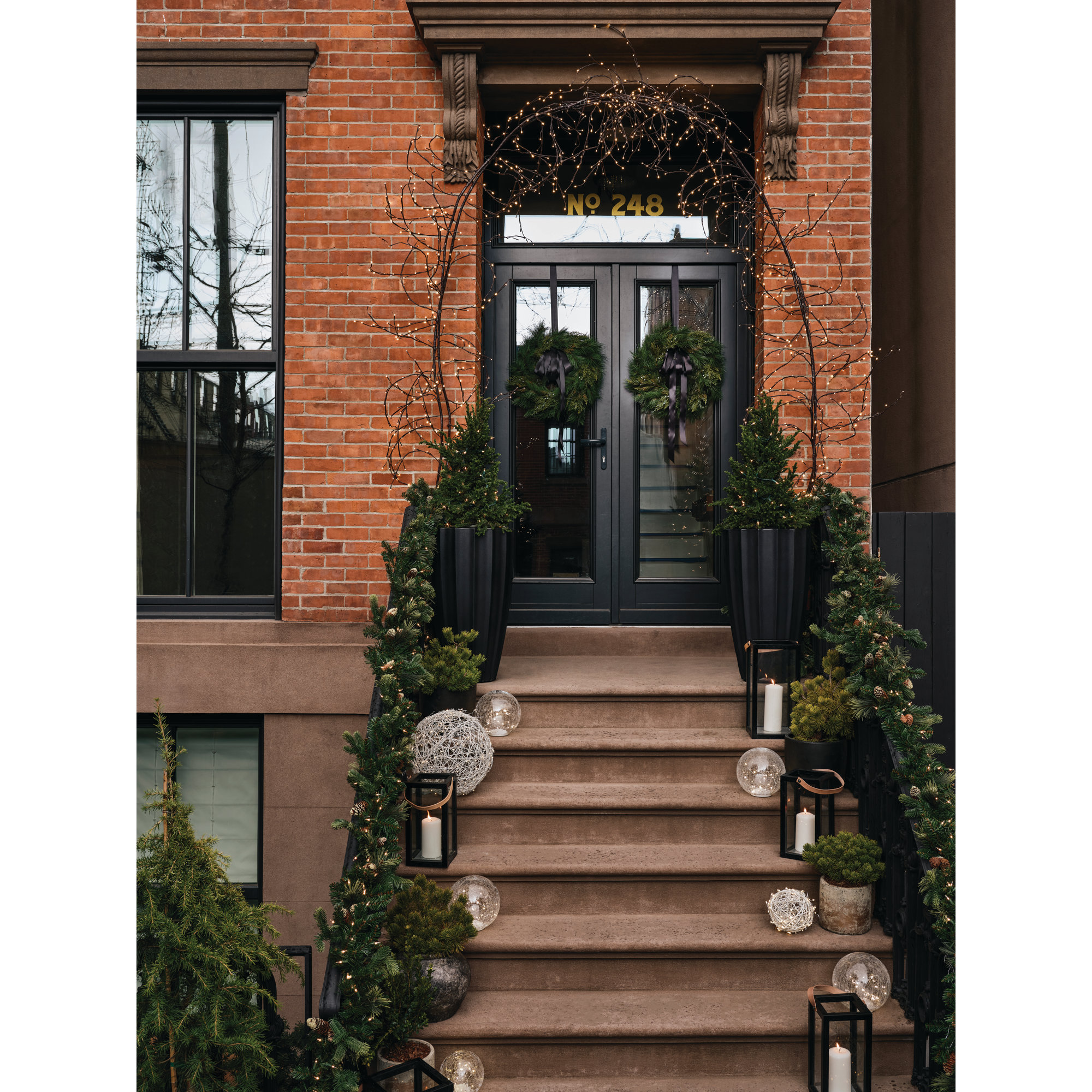 Wood Floor Lantern, Black, 12.6" H x 6.3" W x 6.3" D