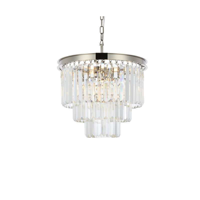 Yazmin 9 - Light Dimmable Tiered Chandelier, Clear, Polished Nickel