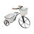 17.7-Inch Vintage Metal Tricycle Planter – Dual White Enamel-Style Bins with Rustic Wood Grips