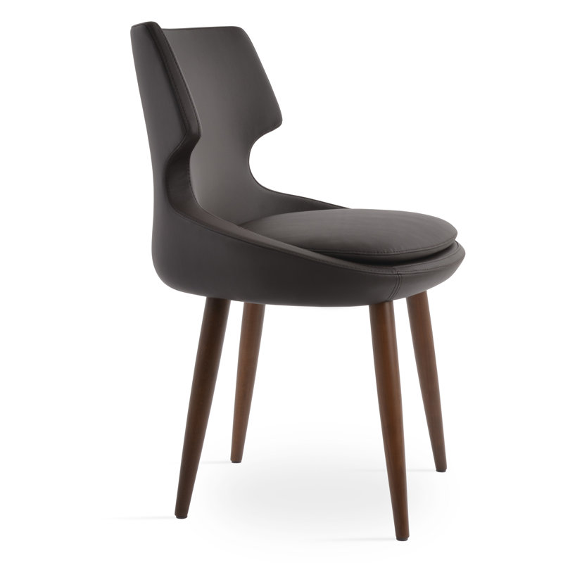 Patara Wood Side Chair, Blue Faux Leather