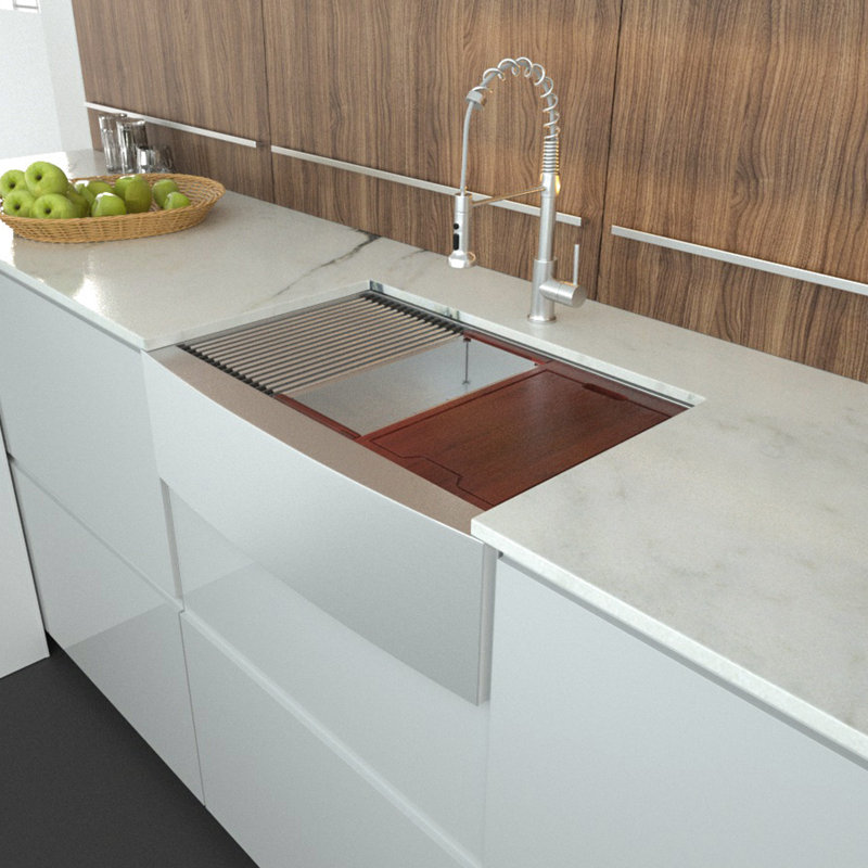30'' L Farmhouse / Apron Single Bowl Stainless Steel Kitchen Sink