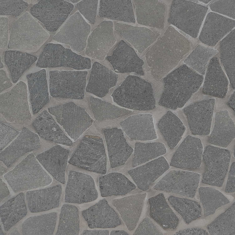 Nature 12x12 Tumbled Pebble Tumbled Mosaic Tile, Lava Black
