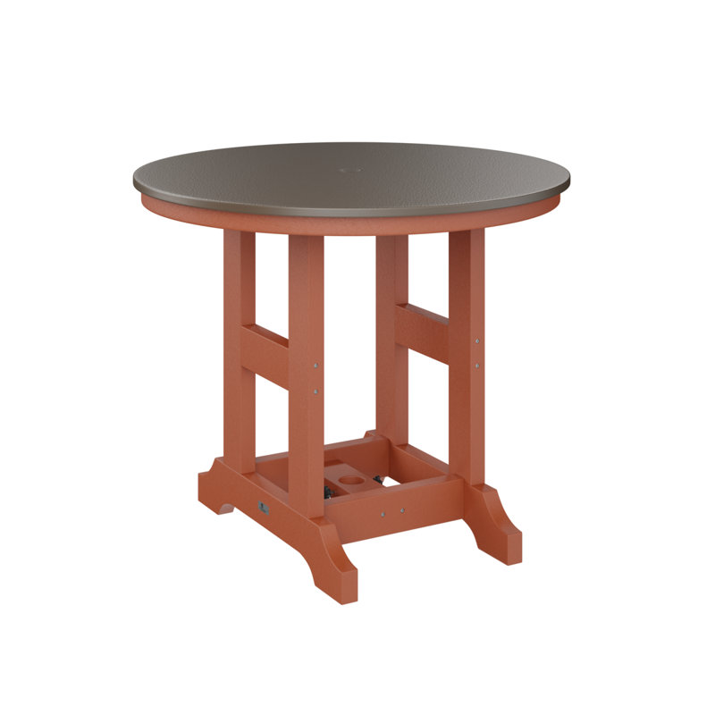 Berlin Gardens Garden Classic Round Bar Table, Hammered Top Bronze, 39.5" H x 38" W x 38" D, Mango Orange