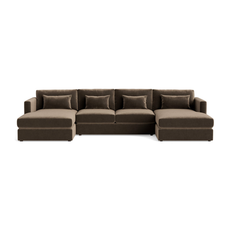 Haywood Chaise Loveseat U-Sectional, Performance Velvet - Otter