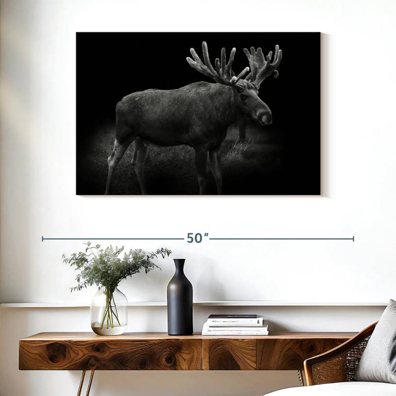 Brampt Monochromatic Bull Moose, 26" H x 39" W
