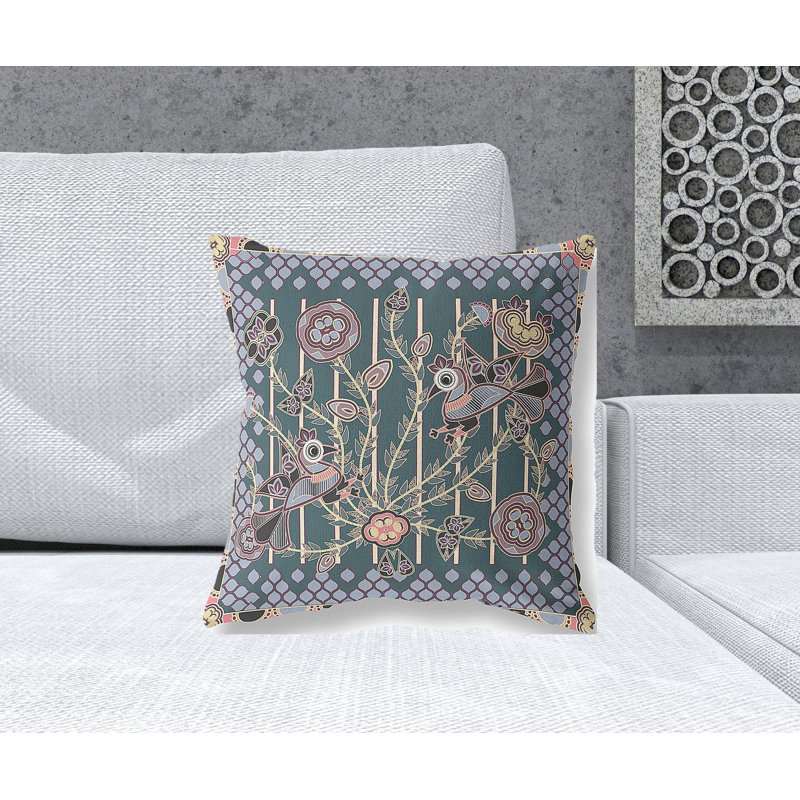 Coussin 18 po x 18 po, Bleu / rose