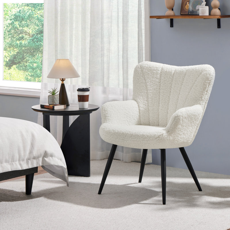 Fauteuil Bakhyt de 25,2 po de largeur, Noir, noir, noir, noir, Boucle blanc