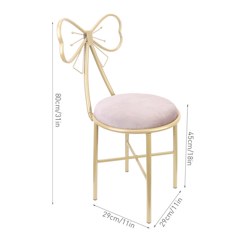 Pink Velvet Dining Chair Dressing Stool Sturdy Makeup Vanity Chair For Bedroom Living Room, Grey