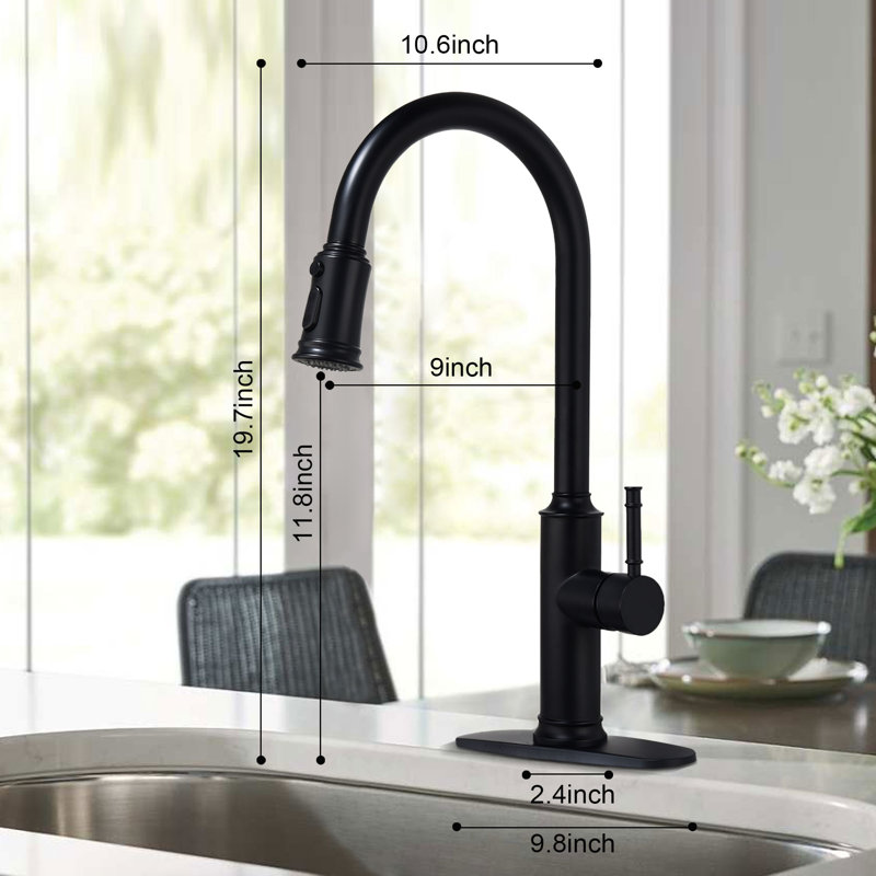 Interbath Pull Down Kitchen Faucet, Matte Black