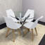 Round Glass Dining Table with Velvet Chairs - Dining Kitchen Room Furniture-482936041