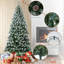 Arbre de Noël 9 pi, arbre de Noël artificiel avec décoration de pomme de pin ronde moyenne, base en métal facile à assembler pour la maison, le bureau, la fête, les fêtes, vert-115306370