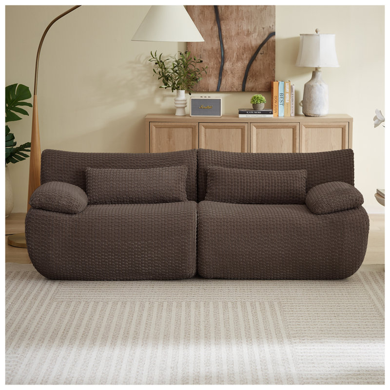 Modern Brown Corduroy Loveseat Sofa - Cloud-Inspired Plush Comfort Modular Sectional for Living Room, Brown