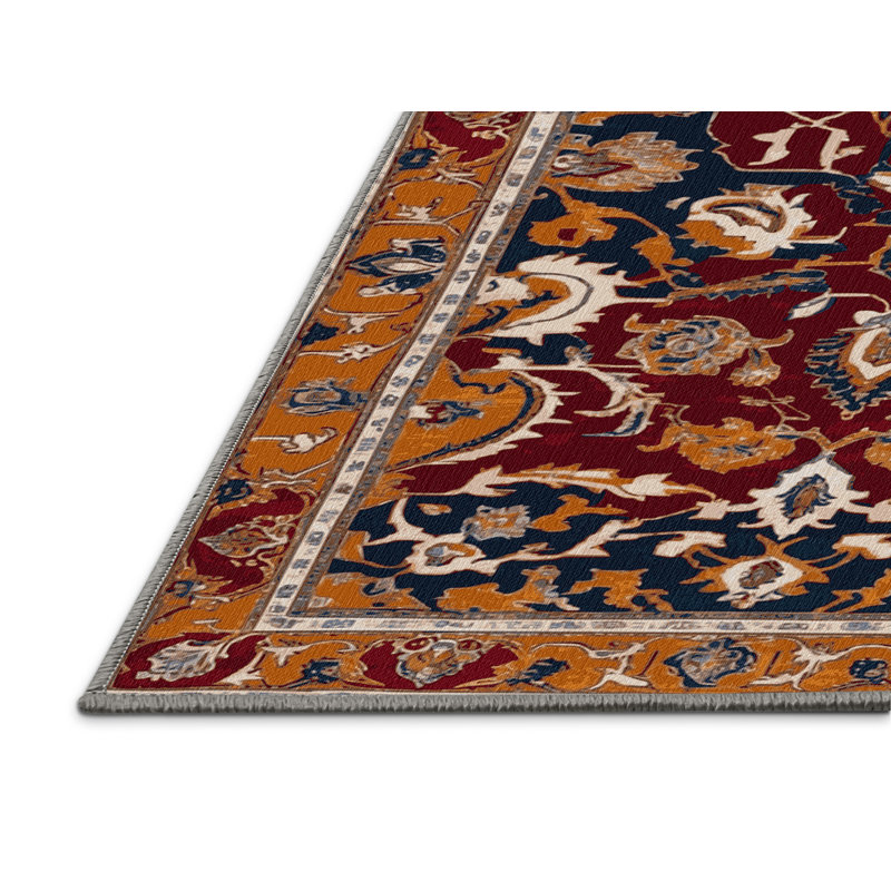 Tapis brun Tabriz lavable à la machine
