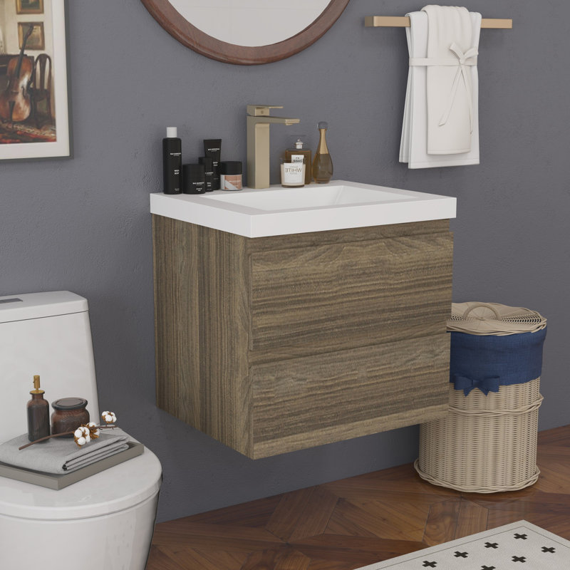 Wall Mounted Bathroom Vanity, Grey